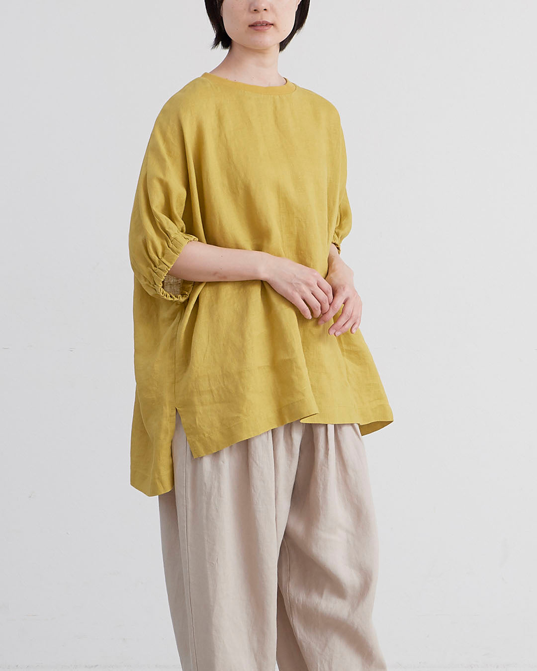 HEAVENLY ヘブンリー］ #002 Linen Gather Sleeve Ribneck