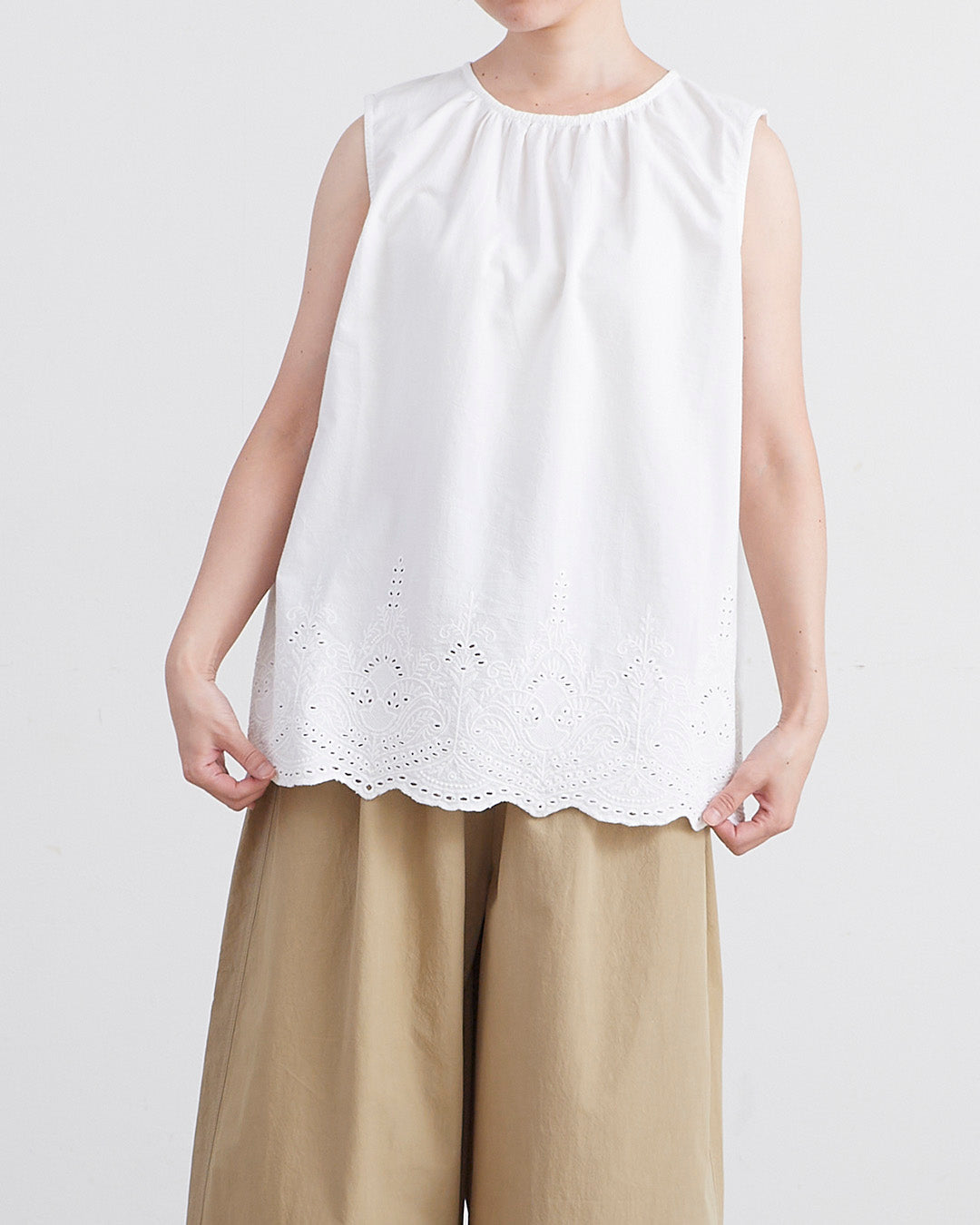 HEAVENLY ヘブンリー］#007 Cotton Hem Embroidery NS Tops / コットン