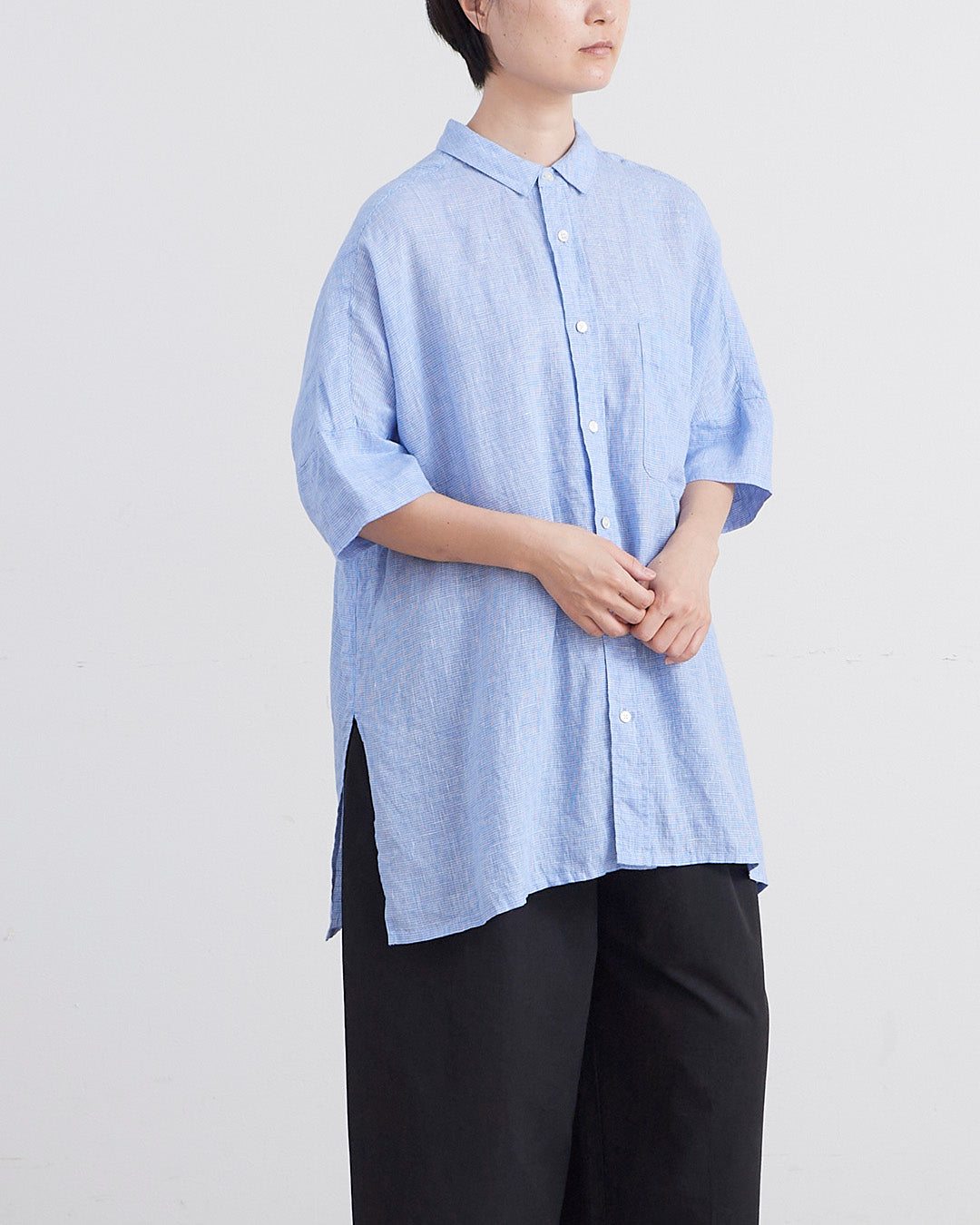 HEAVENLY ヘブンリー］ #004 Linen Check Wide Shirt Tunic / リネン