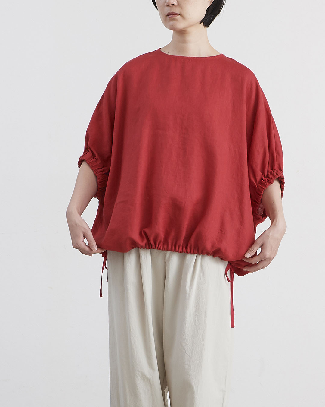 HEAVENLY ヘブンリー］#002Linen Gathersleeve Side Ribbon Pullover