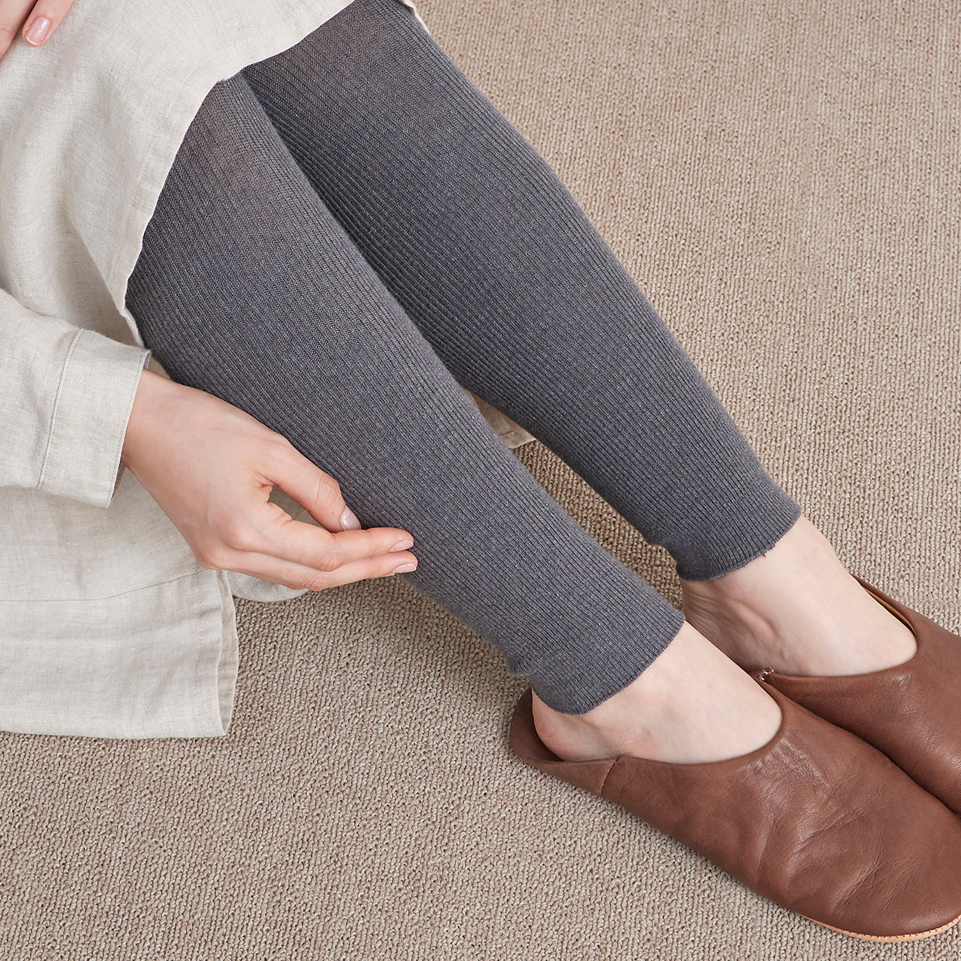 Homie ホミー］#L004 Cotton Linen Rib Leggings コットンリネン リブ