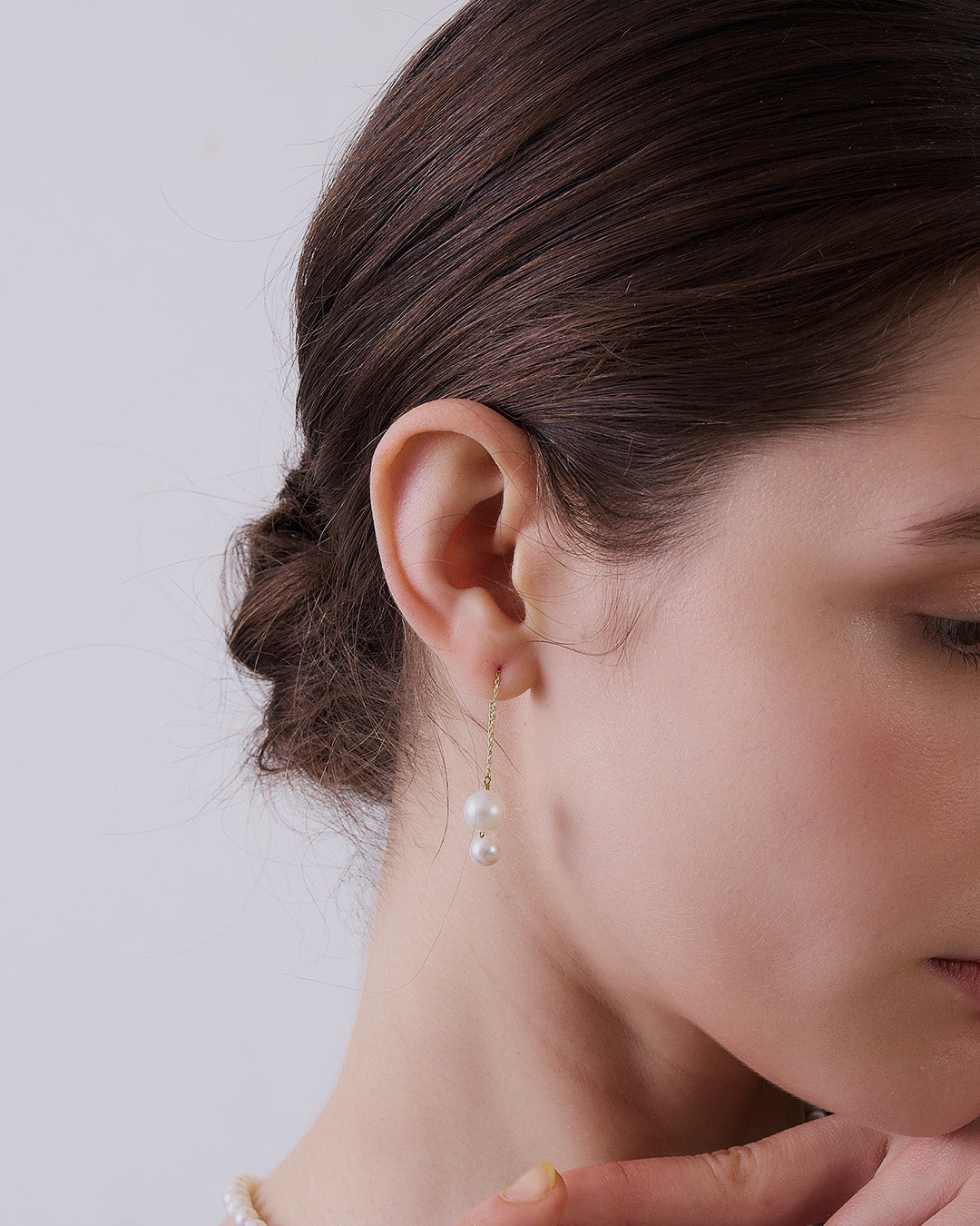 un cinq アンサンク］ #26-28 Pearl Doublecatch Pierced Earrings