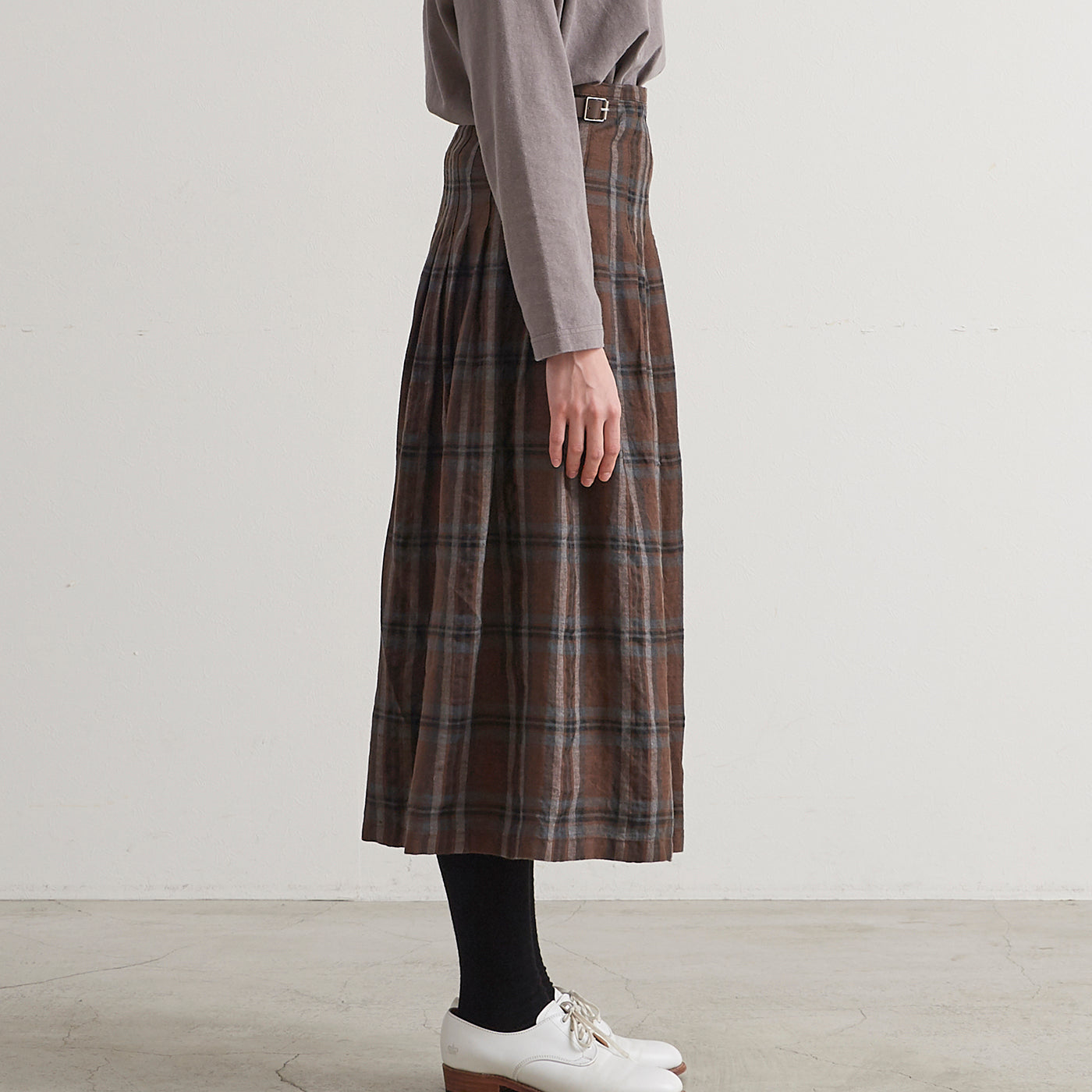 ［HEAVENLY ヘブンリー］ #010 Linen Check Kilt Skirt / リネン チェック キルト スカート - 2348101 -