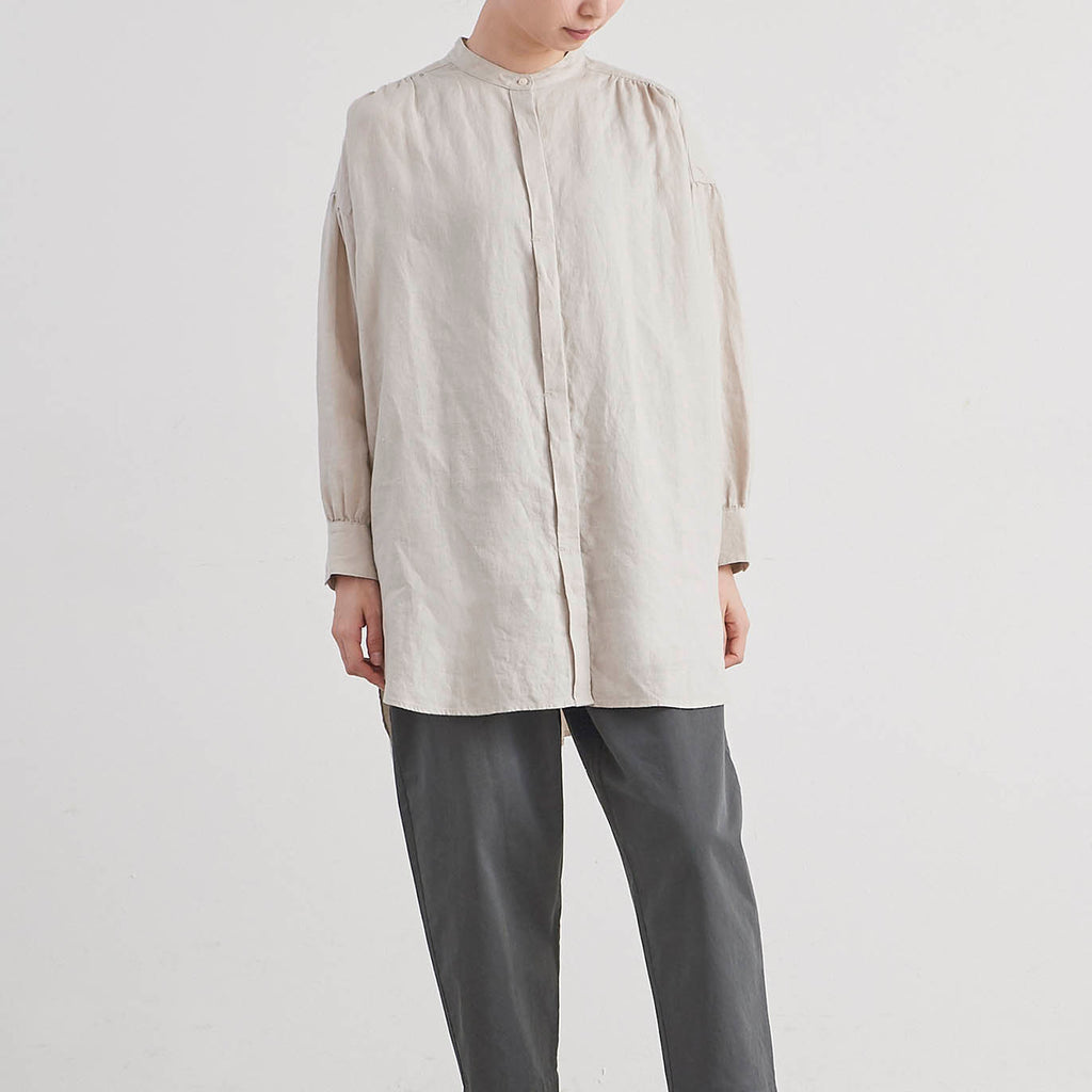 HEAVENLY ヘブンリー］ #002 French Linen Bandcollar Flyfront Tunic