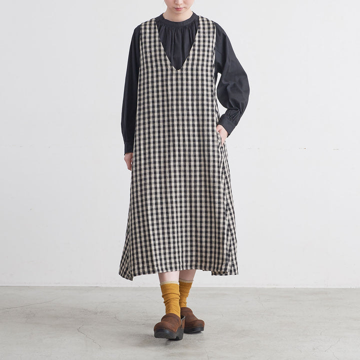 HEAVENLY ヘブンリー］ #007 Linen Check 2way Jumperskirt / リネン