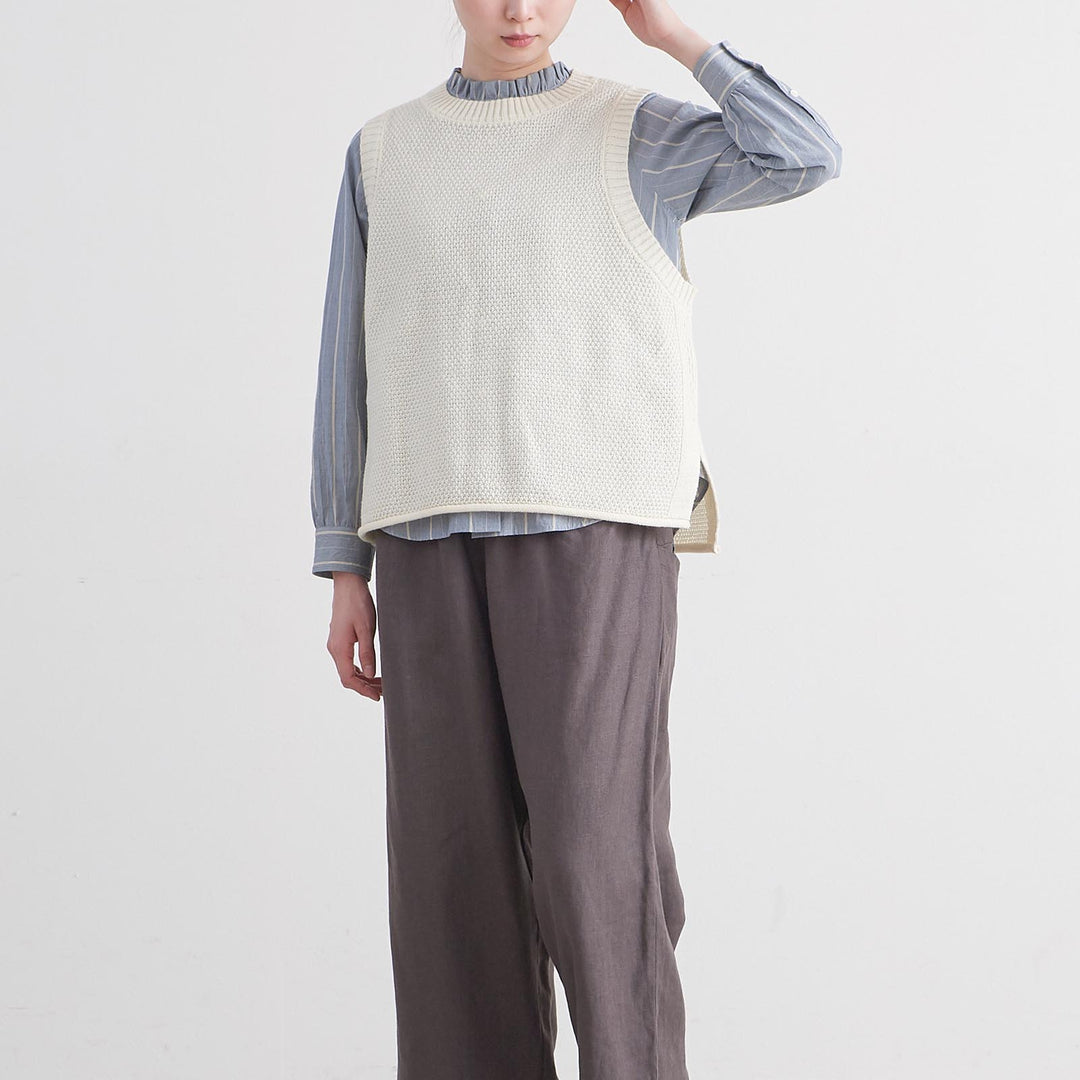 ［HEAVENLY ヘブンリー］ #016 Cotton Wool Linen Mix Knit Vest / コットン ウール リネン ミックス ニット  ベスト - 2448164