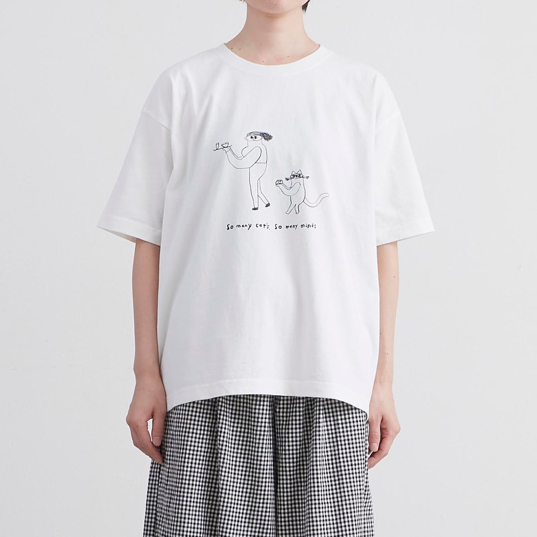 HEAVENLY (ヘブンリー) | PRINT T-SHIRT "GIRL & CAT" (beige) | Tシャツ 猫 キャット HEAVENLY ヘブンリー マボさん Girl ＆ Cat プリント Tシャツ 夏
