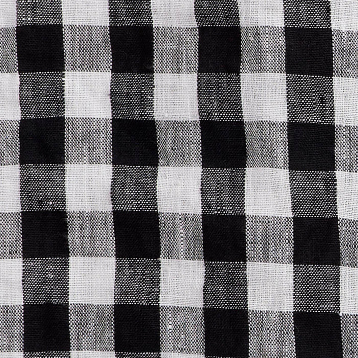 HEAVENLY (ヘブンリー) | LINEN CHECK FRILLSLEEVE SHIRT (black) | リネン チェック フリルスリーブ シャツ HEAVENLY ヘブンリー］ #006 Linen Check Frillneck Dolman