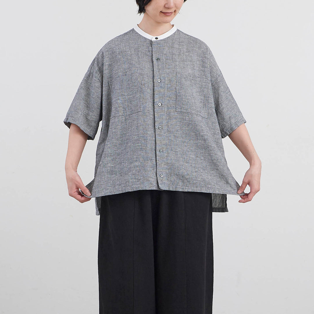 HEAVENLY ヘブンリー］ #005 Cotton Linen Stripe Wide Shirt