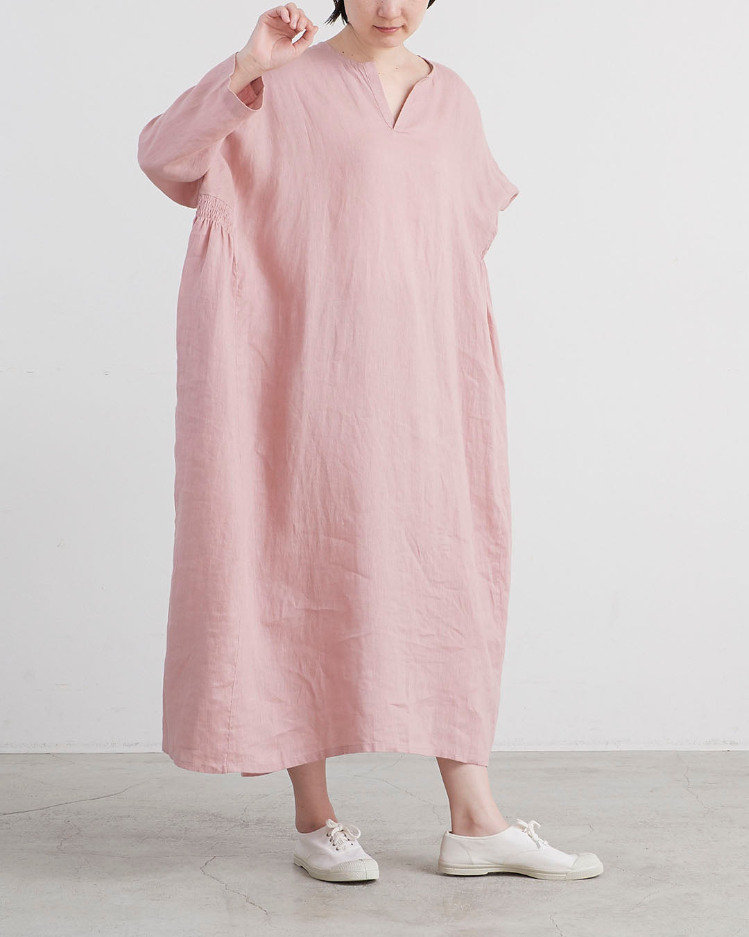 HEAVENLY リネン100% 半袖 ワイド シャツワンピース くすみピンク ワンピース／チュニック - ONLINE STORE | HEAVENLY -OFFICIAL SITE-