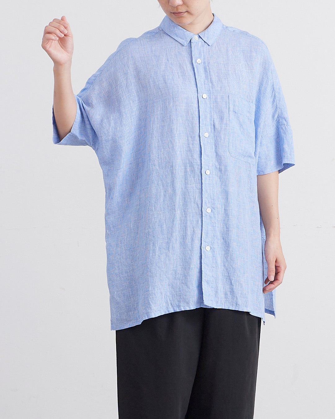 HEAVENLY ヘブンリー］ #004 Linen Check Wide Shirt Tunic / リネン