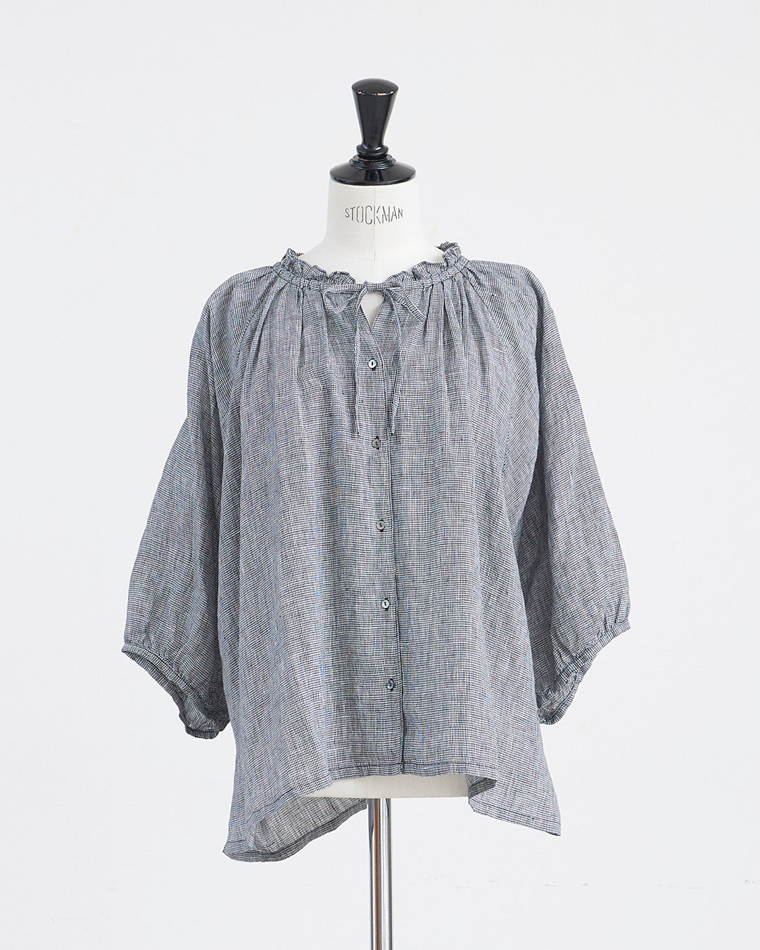 HEAVENLY ヘブンリー］ #005 Linen Check Frillneck Dolman Blouse