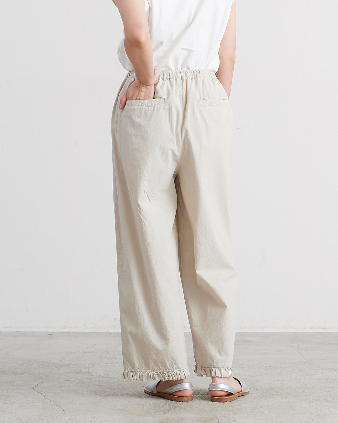 【m_m】HYEON ヘヨンclover pants/ off white HEAVENLY ヘブンリー］ #009 Cotton Lawn Frill Hem Easy Pants