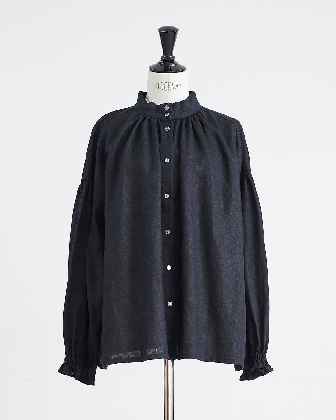HEAVENLY ヘブンリー］#002Linen Highneck Gather Blouse / リネン