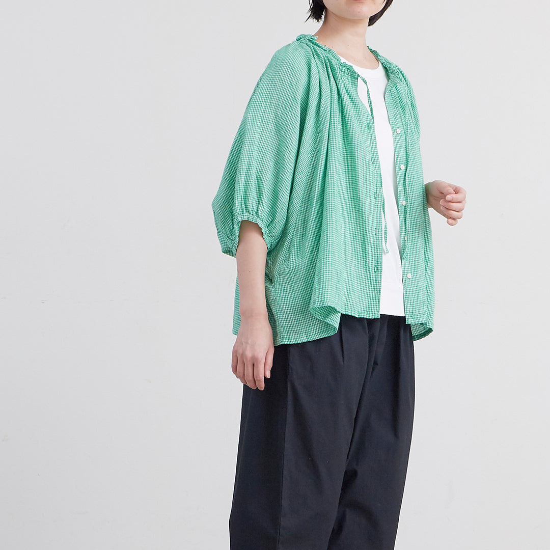 HEAVENLY ヘブンリー］ #006 Linen Check Frillneck Dolman