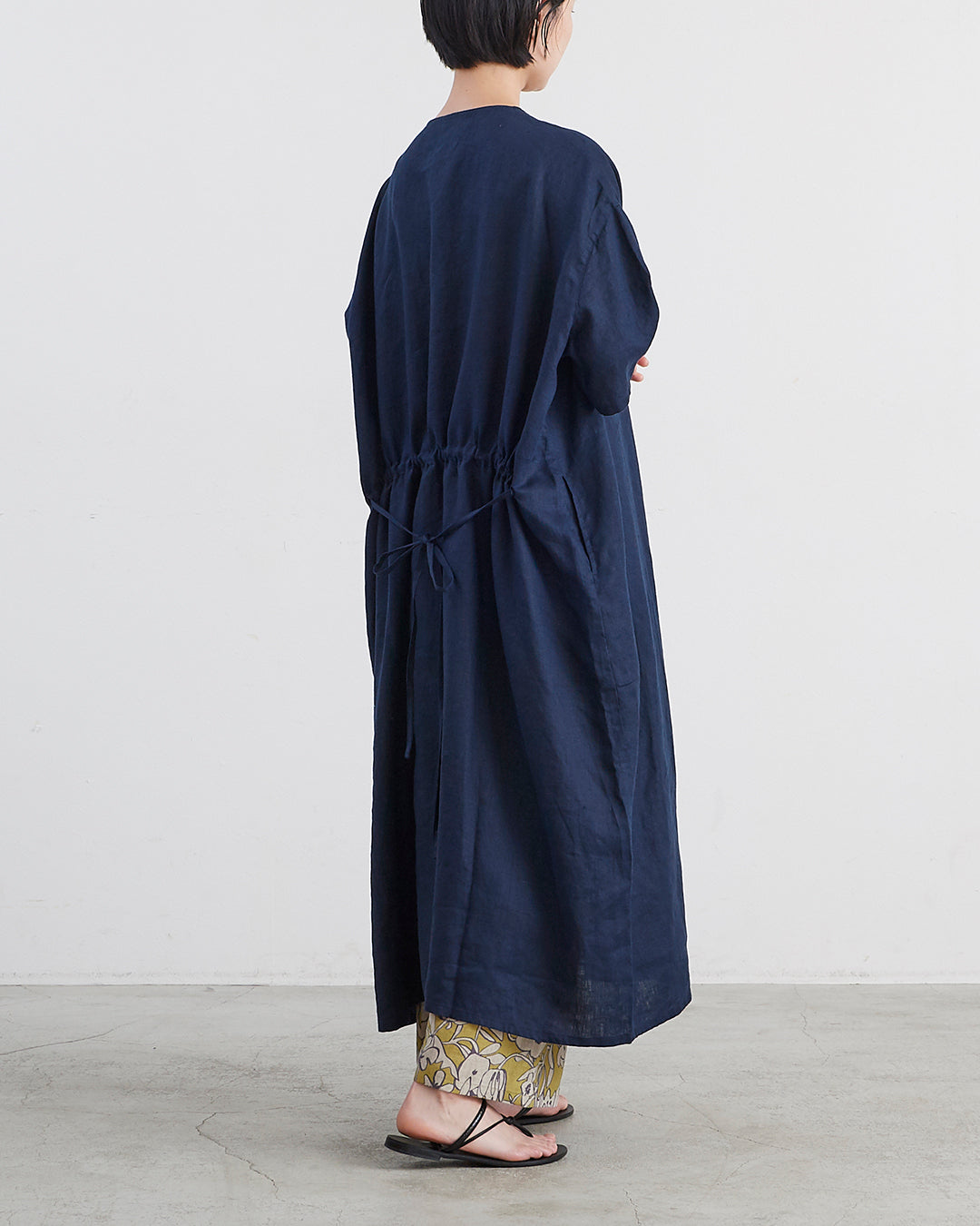 うさと＊Usaato　ワンピース　ヘンプ　リネン　インディゴ　ウエストリボン HEAVENLY ヘブンリー］ #001 Linen Waist Ribbon Onepiece / リネン