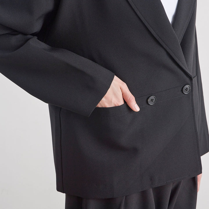 アンサンク　メランジオックス　テーラードジャケット　黒　ゆったり uc24-001_00_1423c4b3-745a-422b