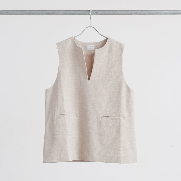 un cinq アンサンク］ #25-11 Crepe Keyneck Vest クレープ キーネック