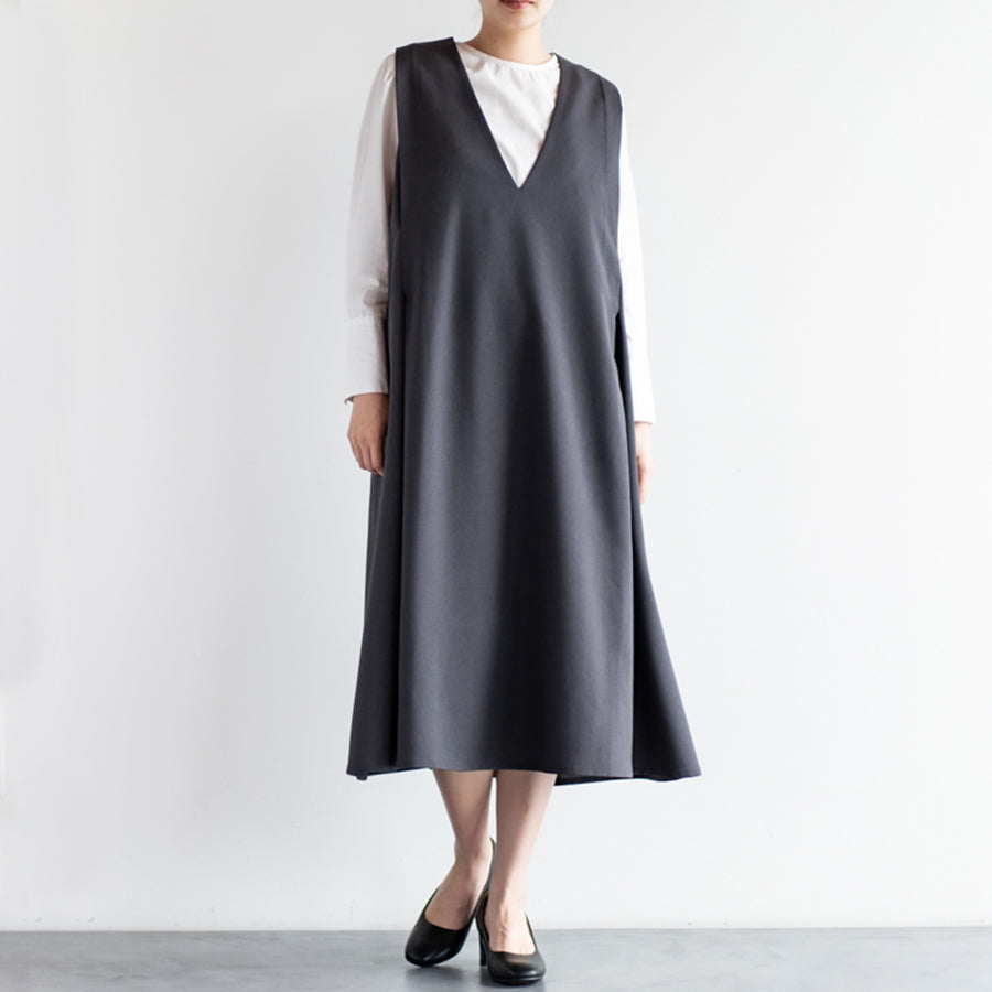 un cinq アンサンク / Melange Ox V-neck Jumper Skirt メランジ
