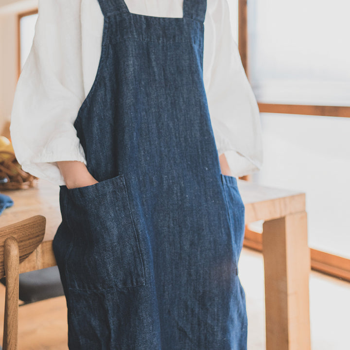 teint テイント］ #014 Cotton Linen Denim Pullover Apron コットン リネン デニム プルオーバ |  HEAVENLY -OFFICIAL SITE-